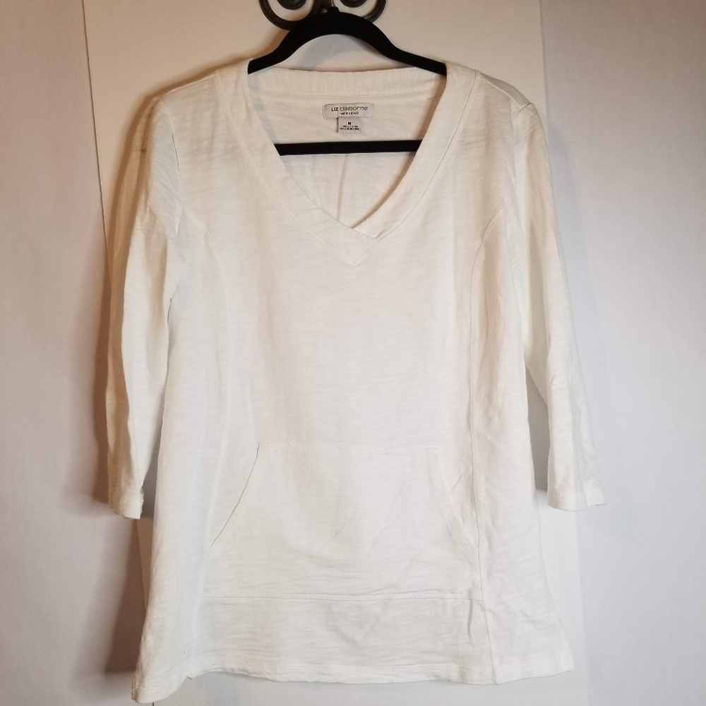 ❤ Liz Claiborne Weekend White Shirt Sz M v…